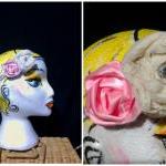 Pink & Lace Rosette Satin Elastic Head..