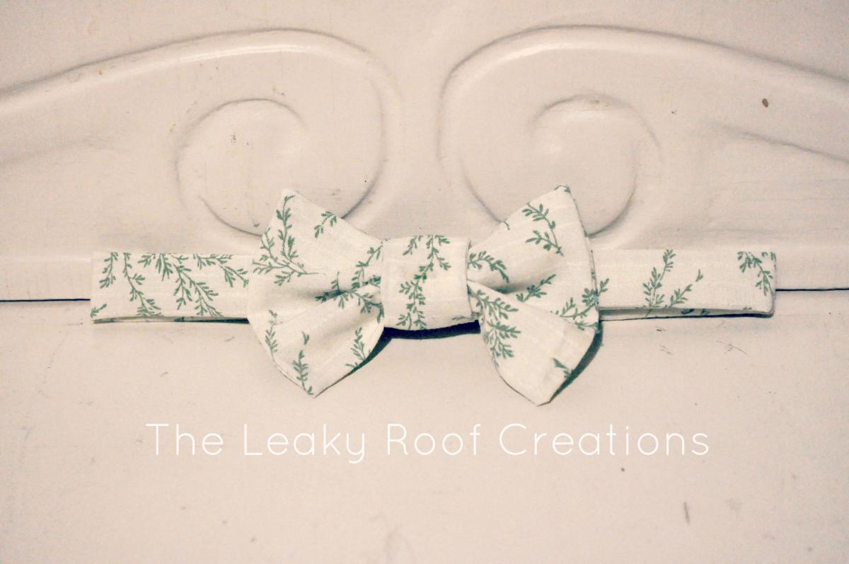 Herb Print Bow Tie -size L - Hand Made